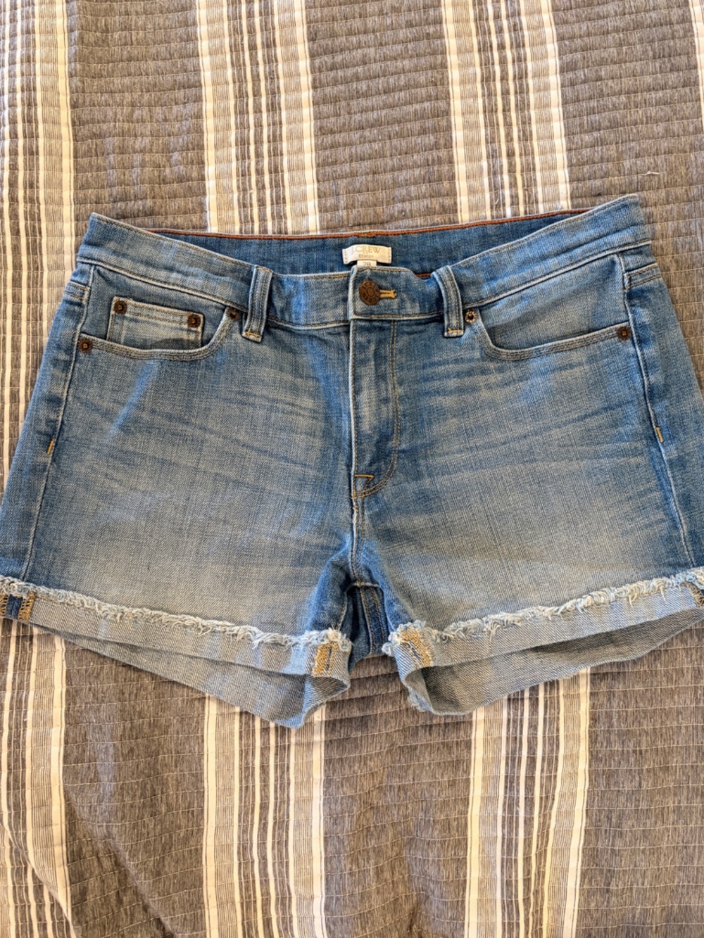 J. Crew Light Blue Frayed Hem Boyfriend Denim Shorts Women’s size 28”